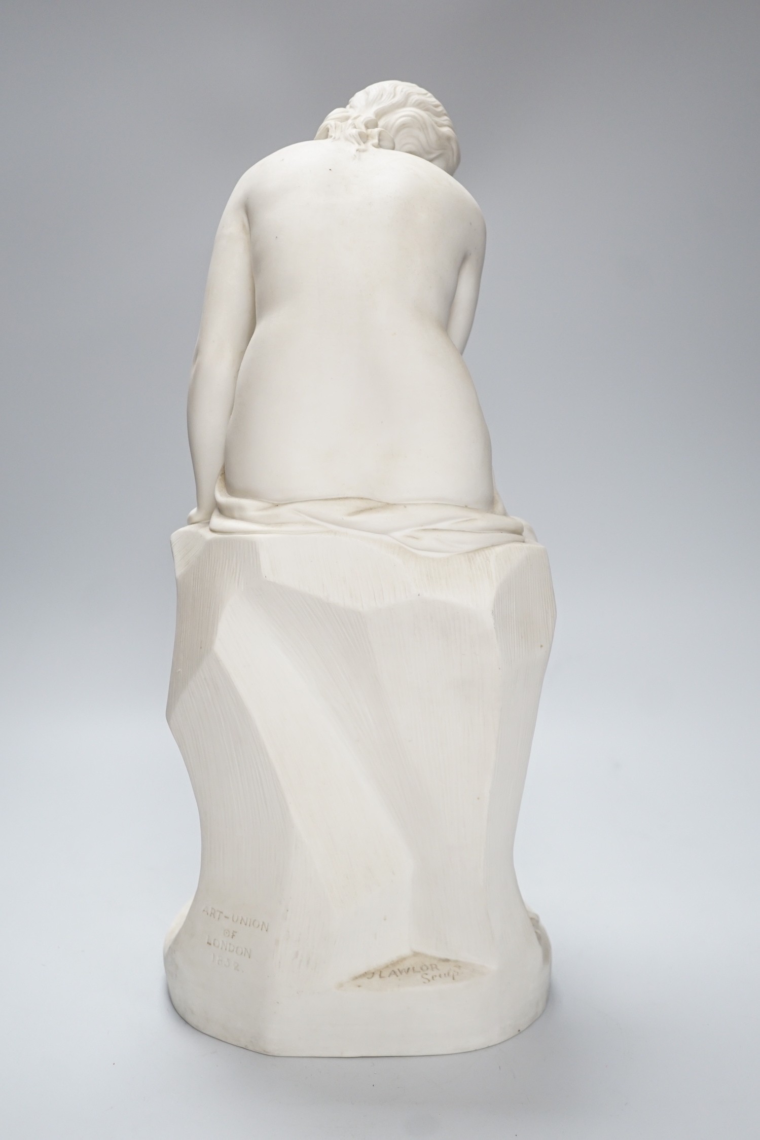 A Mintons Parian figure, Solitude, issued by the Art Union of London, after the original by John Lawlor, dated 1852, 47cm